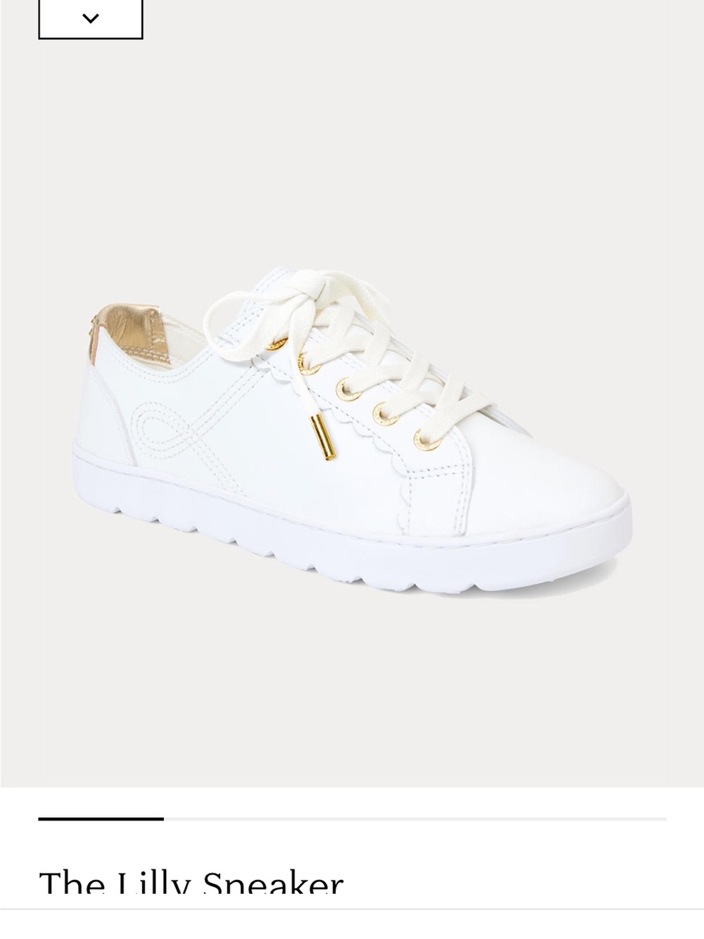LIKE NEW—-The Lilly Resort White Lace-Up Sneaker with Gold Accents Size 7